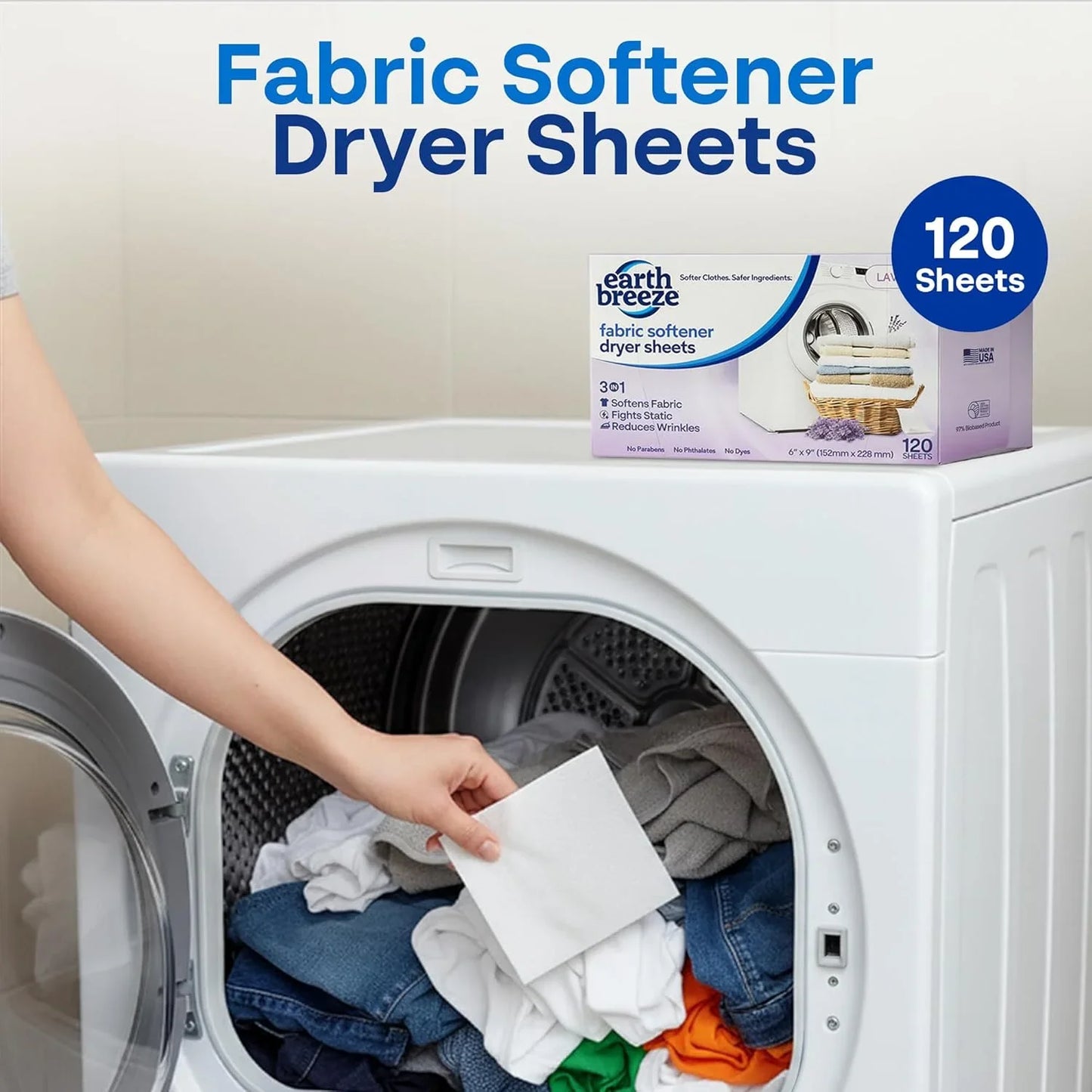 Earth Breeze Fabric Softener Dryer Sheets Lavender (2 Pack)