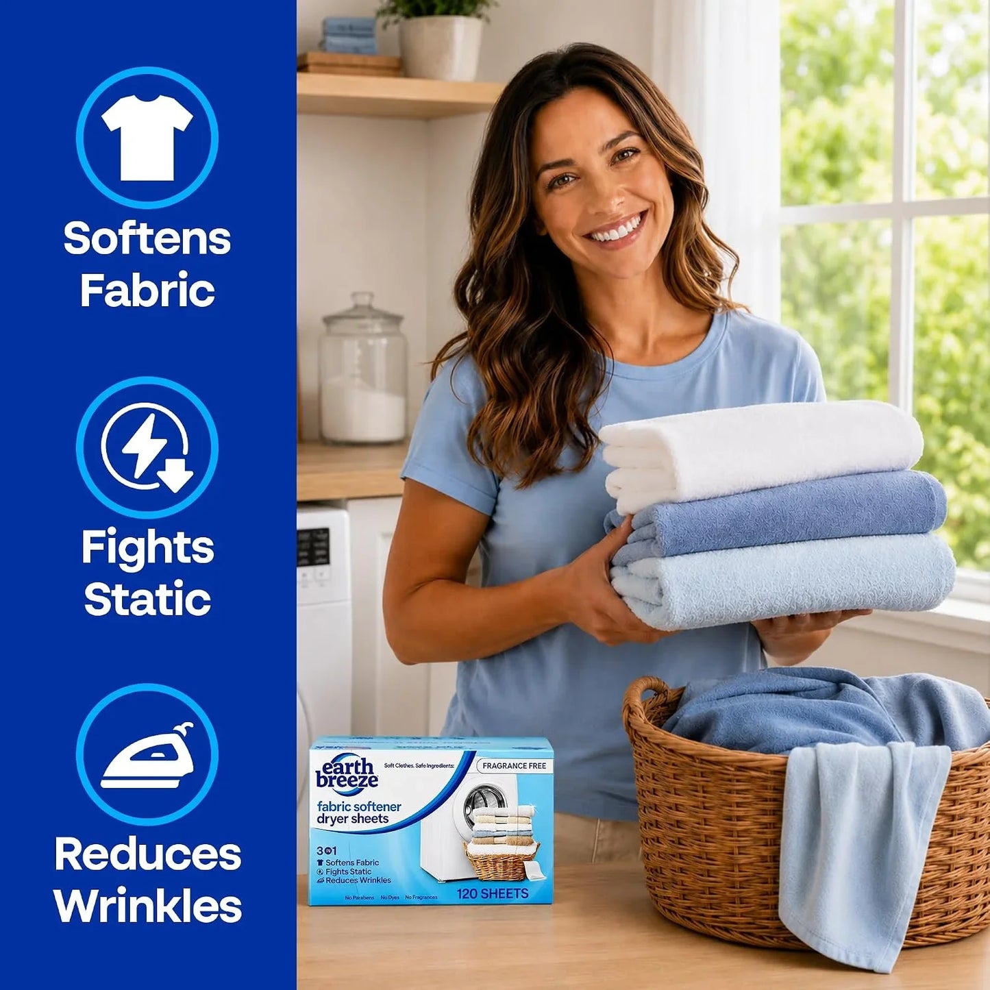 Earth Breeze Fabric Softener Dryer Sheets Fragrance Free (1 Pack)