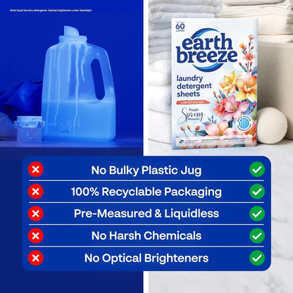 Earth Breeze Laundry Detergent Sheets Fresh Spring Blossoms 60 Loads