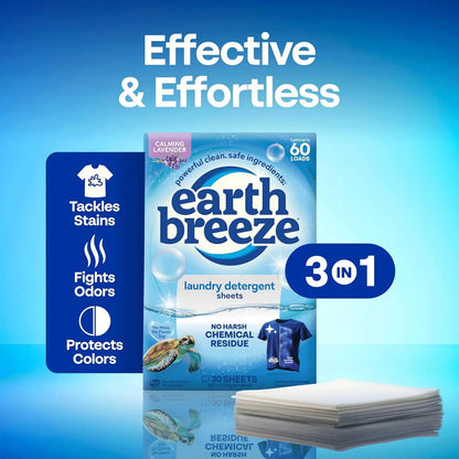 Earth Breeze Laundry Detergent Sheets Calming Lavender 60 Loads