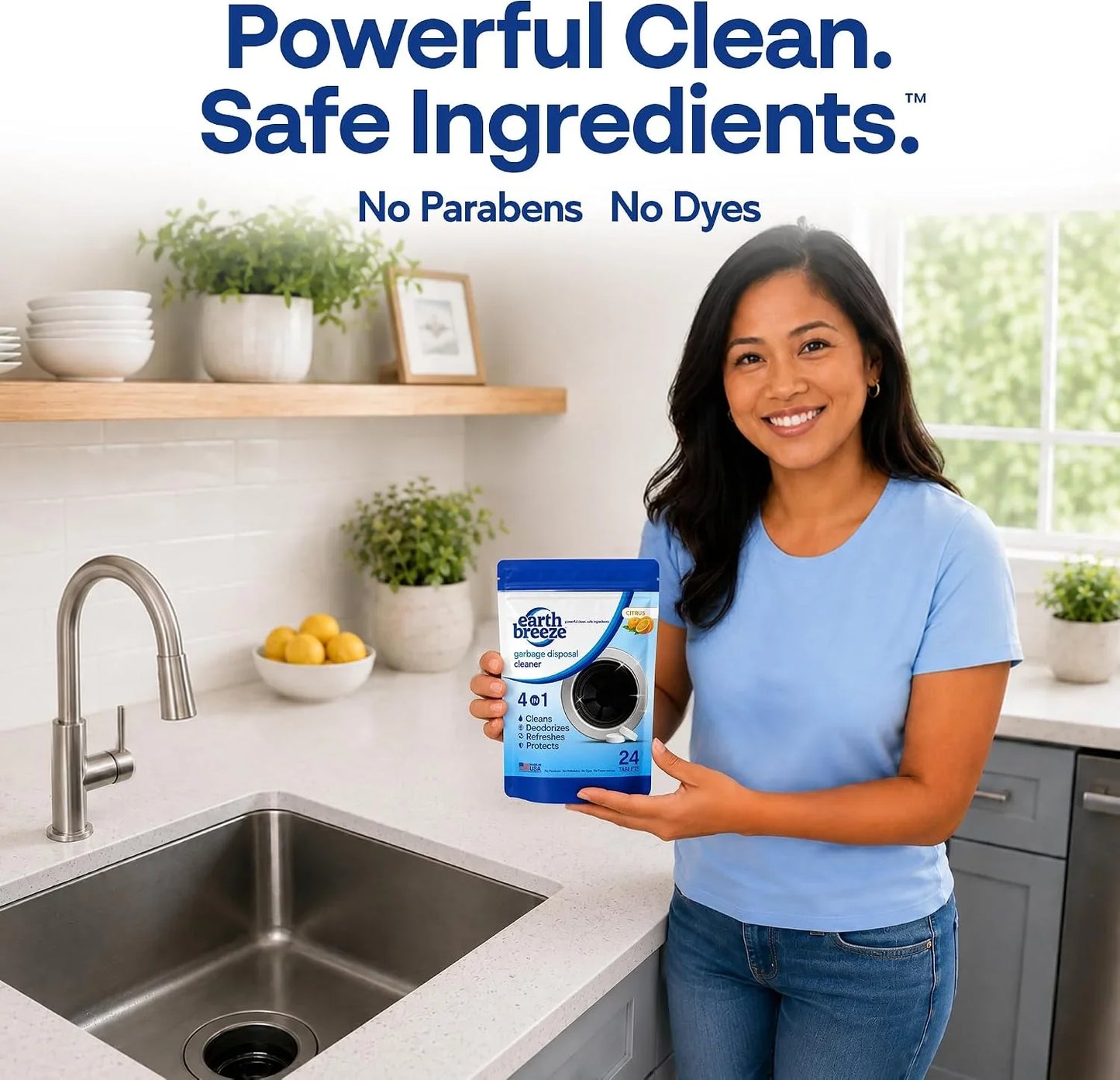Earth Breeze Garbage Disposal Cleaner Tablets 4-in-1 Citrus Scented