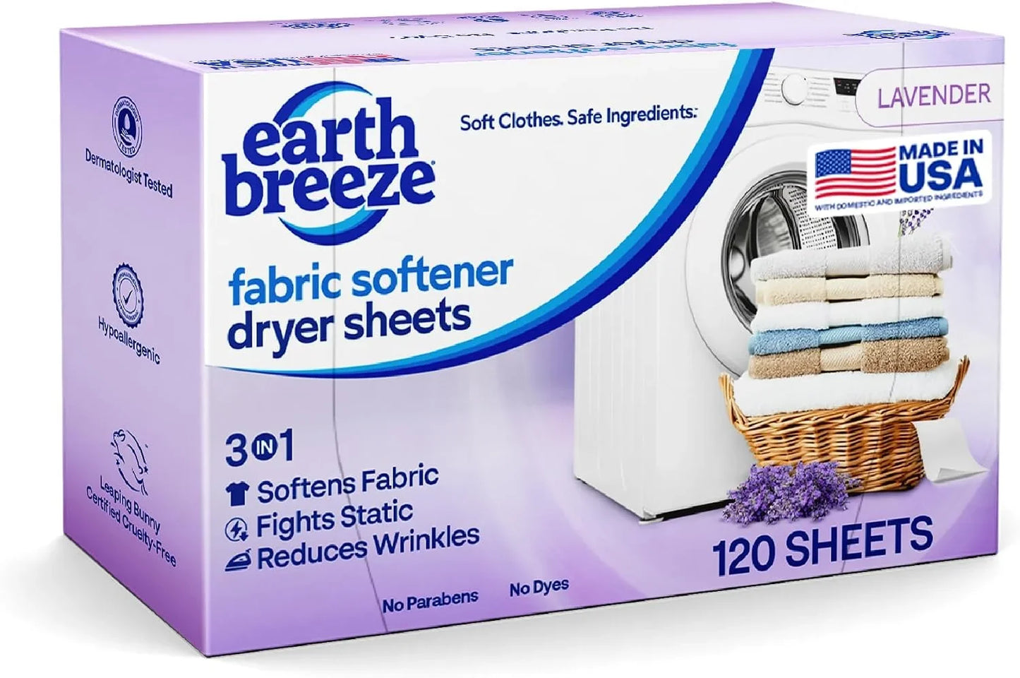 Earth Breeze Fabric Softener Dryer Sheets Lavender (1 Pack)