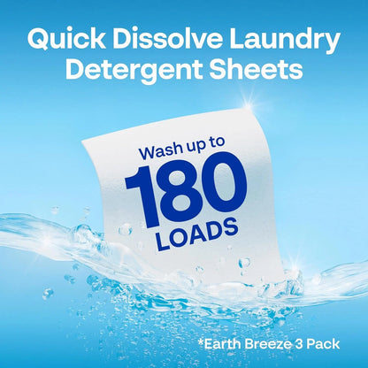 Earth Breeze Laundry Detergent Sheets Calming Lavender 60 Loads (Fragrance Free)