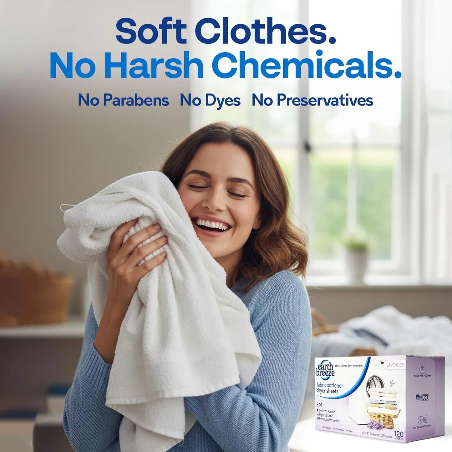Earth Breeze Fabric Softener Dryer Sheets Lavender (2 Pack)