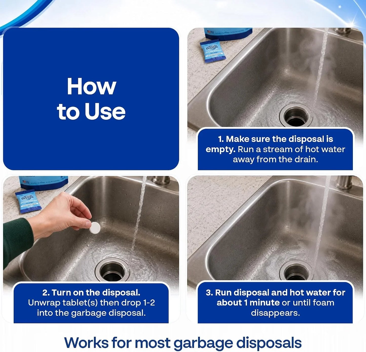 Earth Breeze Garbage Disposal Cleaner Tablets 4-in-1 Citrus Scented