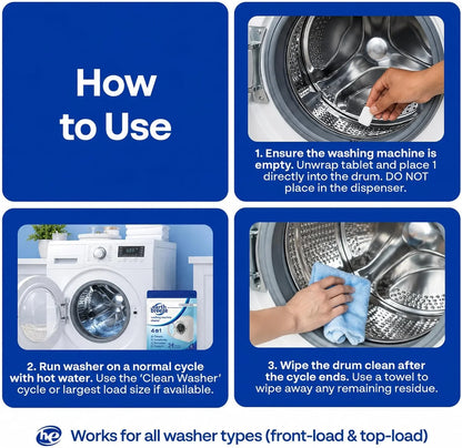 Earth Breeze Washing Machine Cleaner Tablets Fragrance-Free 1 Year Supply